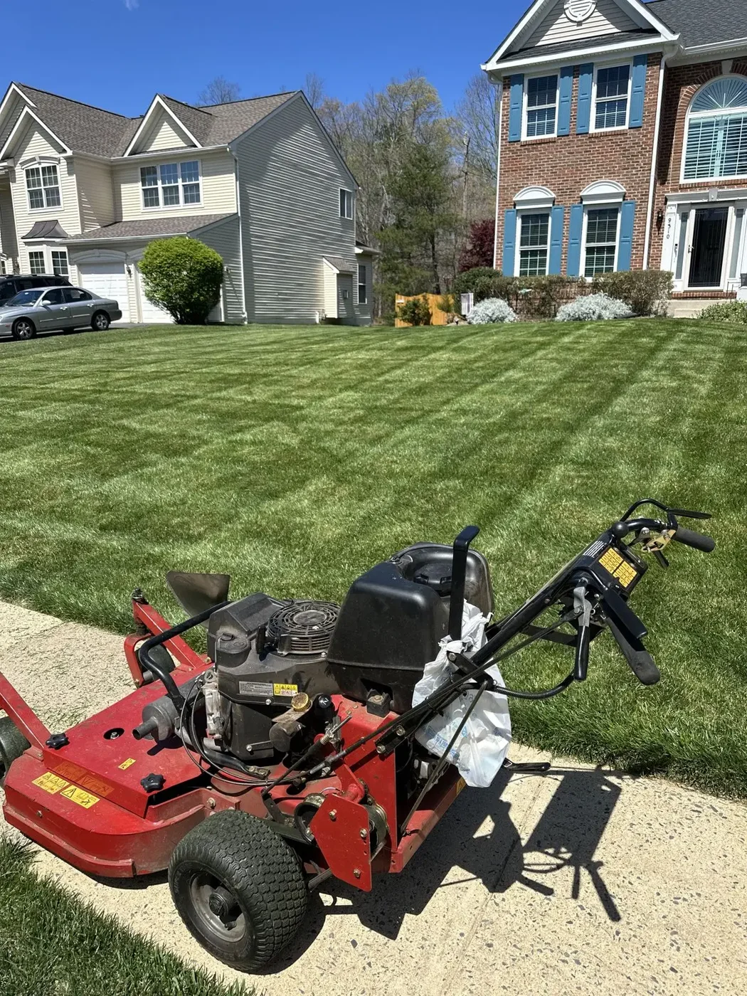 Fresh stripes in front of the house — lawn and landscape photo
